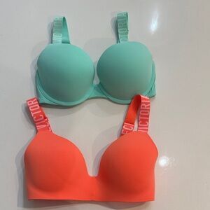 Victoria's Secret Mint and Coral T-Shirt Bras - 2-Pack | Size 32DD